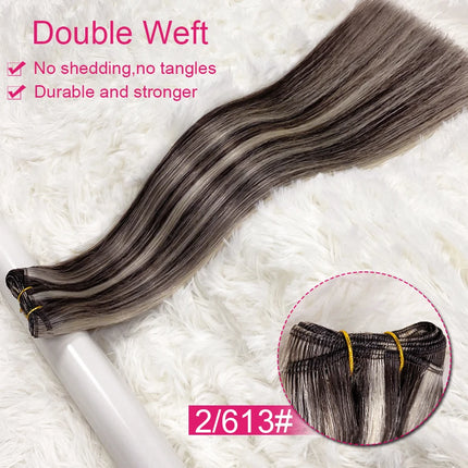 Double Weft Russian Remy Real Human Hair Weave Weft Extensions Full Head 100g Machine Weft 100% Thick Bundle Ombre BrazilianHair