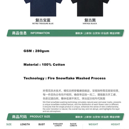 ZODF Retro Summer Boxyfit Man Washed Polo T Shirts Unisex 280gsm Distressed Loose Turn Down Collar Cotton T-Shirt HY1231