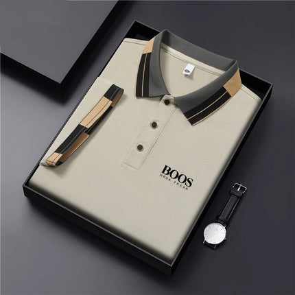 New men's high-quality short-sleeved polo shirt, summer fashion, casual, sweat-absorbing, breathable, cool T-shirt top
