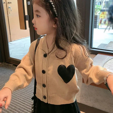2023 Spring Autumn Girls Jumpers Love Khaki Toddler Boys Tops Sweater Cardigan Children's Sweater Children Clothing Baby-clothes