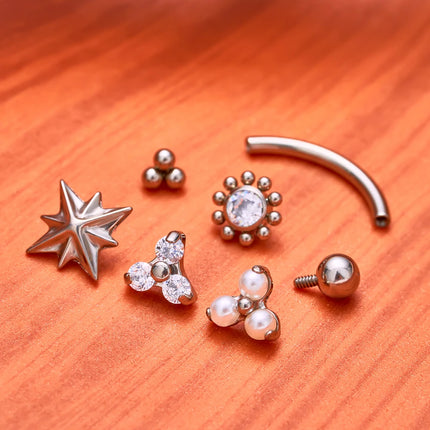 G23 Titanium ASTM-F136 Piercings Eyebrow Internal thread Eyebrow Piercings Body Jewelry For Women zircon Earring