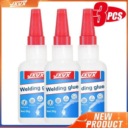 JXVX 50g High Strength Oil-Based Glue for Welding - Universal Oil-Based Welding Glue for Instant Adhesives for Resin, Ceramics, Metal, Glass, Plastic, Wood, Including Dispensers.