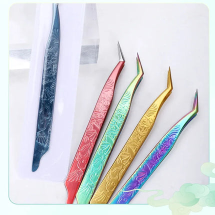 1PC  False Lashes Eyelashes Extension Tweezers 5 colors volume fans Pliers Nail Clips non-slip Professional Beauty make up Tools