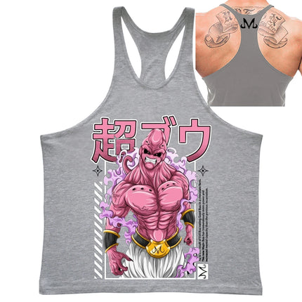 Dragon Ball Majin Buu Print Men's Gym Tank Top Fitness  Clothing Quick-drying Loose Sleeveless Shirt Men Sport Vest Dbz Top
