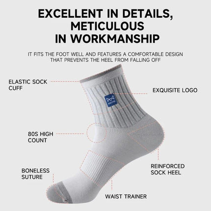 MiiOW 100% Pure Cotton Socks Men Business Dress Sock Anti Odor Crew Socks Antibacterial Breathable Sports Long Sock Black White
