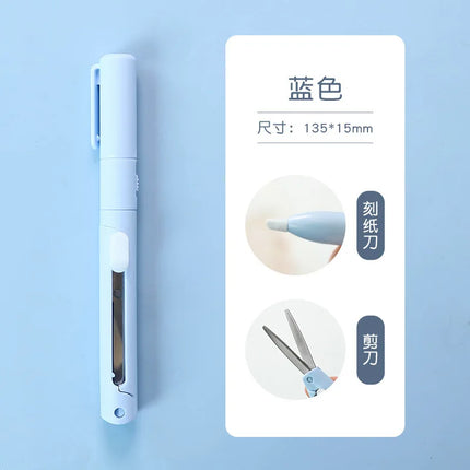 2 In 1 Multifunction Hand Account Cutting Folding Scissors Mini Engraving Knife Scissors Paper Trimming Utility Knife For Office