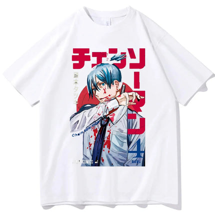 Chainsaw Man cotton shirt teen University graphic Grunge Retro t-shirt Classic Punk 2000s Trendy
