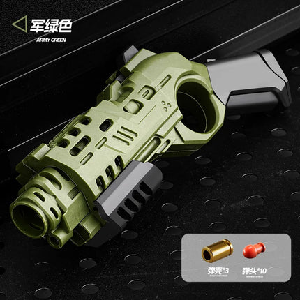 EDC Shootable Toy Pistol with 1-Button Shell Ejection and Card Pushing Function, Black Technology Mini Handgun for Stress Relief