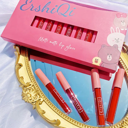 Mini 10 Colors Liquid Lip Gloss Waterproof Non-stick 24 Hours Long Lasting Mirror Lipstick Set Lip Gloss Cosmetic Makeup Care