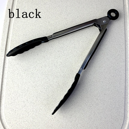 Anti Slip Cooking Serving Tongs Stainless Steel Food Clip Bread Salad Tong Heat-Resistant Barbecue Clips Kitchen Cooking Tool