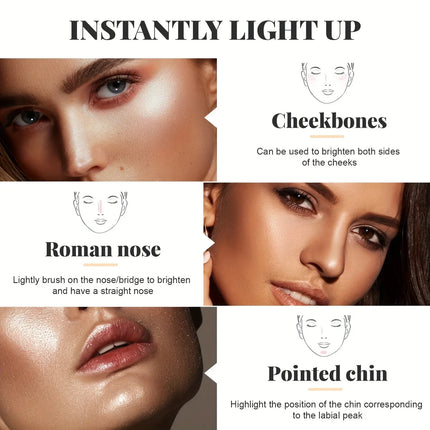3-color powder brightens the face,bronze color pressed powder, waterproof and high gloss makeup,brightening wheat pearl powder