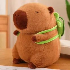 Strawberry Hat Capybara Plush Toy Simulation Turtle Backpack Capibara Stuffed Animals Papa Hand Circle Ring Small size Pendant
