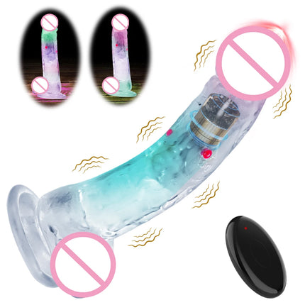 3 Sizes Realistic Jelly Dildo LED Big Dick Vibrator Anal Sex Toys Vibrating Soft G Spot Vaginal Stimulator for Women Gay Adult