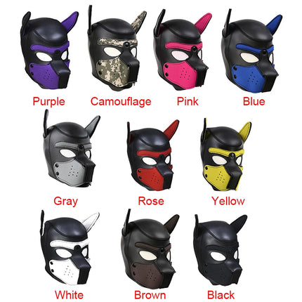 XL Size Brand New Large Size Puppy Cosplay Padded Rubber Full Head Hood Mask With Ears For Women Dog Role Play Dog Headgear