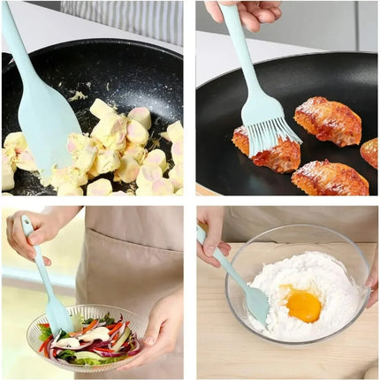 Silicone Kitchenware 6-Piece Set, Cream Integrated Scraper, Spatula, Oil Brush, Size Scraper Set