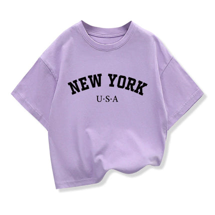Summer Baby Boy Clothes Kid Girls Casual Tops New York Printed T-shirts Children Fashion Crew Neck Short Sleeve Top