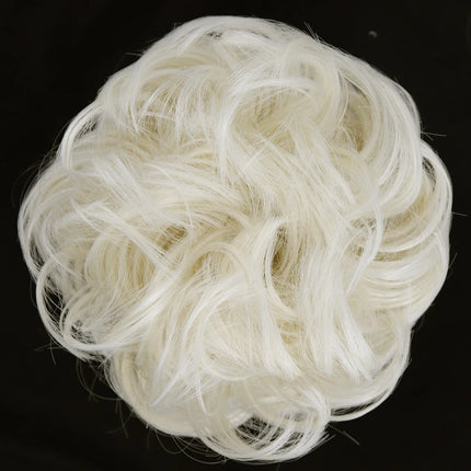 Azqueen Synthetic Messy Bun Chignon Donut Gary Brown Color Hair Bun Pad Elastic Hair Rope Rubber Band Hair Extensions
