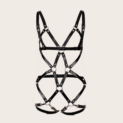Women PU Leather Harness Set Body Garters Belts Gothic Goth Underwear Suspenders Clothing Accessories