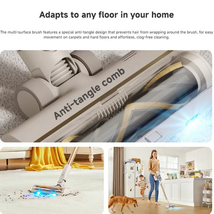 Dreame U20 Cordless Vacuum Cleaner 120AW 22000Pa Blue Light Dust Reveal V-shaped Anti-tangle for Pet Hair Hard Floor Carpet
