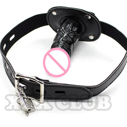 Thierry Leather Harness Penis Gag During Sexual Bondage ,Roleplay and Adult Erotic Play for Couples,Dildo Gag Sex Toys for Games