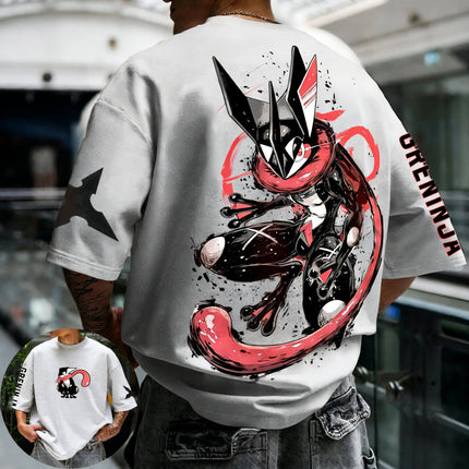 Pokémon Greninja Trendy Cool Print Short-sleeved T-shirt Harajuku Street Style Summer New Men's  Women's Tops Parent-child Tops