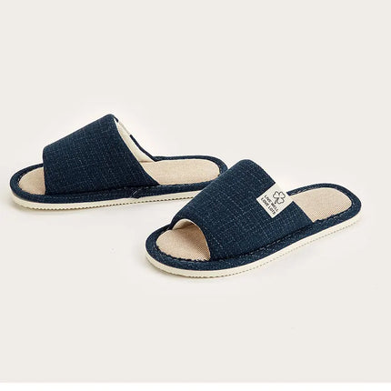 Home Linen Slippers For Men In Spring&Autumn Comfortable Bedroom Open-toed&Breathable Slippers Men's & Women's Shoes Summer
