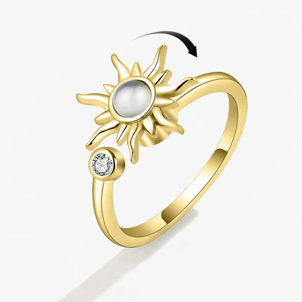 SMJEL Fidget Spinner Ring Anxiety for Women Multiple Crystal Flower Eye Butterfly Animal Ring Rotate Anti Stress Wedding Jewerly