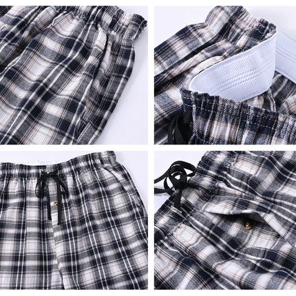 3Pcs Men's 100% Cotton Plaid Pajama Sleeping Pants, Long Plaid Print Sleepwear Pajama Pants with Elastic Waist Homewear