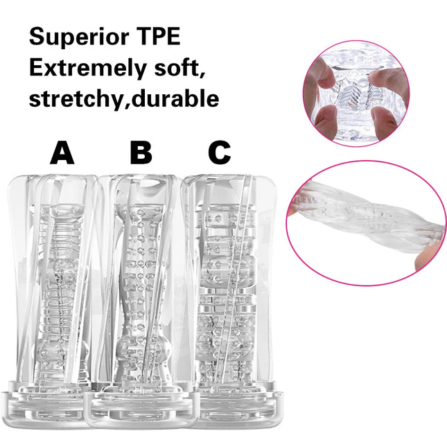 Hand Suction Male Masturbator Penis Pump Vibrators Artificial Vaginal Real Pussy for Men Cock Exerciser Glans Sucking Sex Toy 18