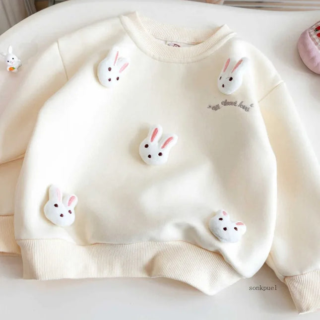 Children's Sweatshirt Spring and Autumn Three-dimensional Rabbit Girl Kids Versatile Cute Cartoon Top Pullover Baby Clothing