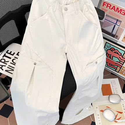 Cleanfit Design Sensation Casual Workwear Trousers Wide Leg Knife  in Beige Casual Straight Cut Leisure Youth Pants