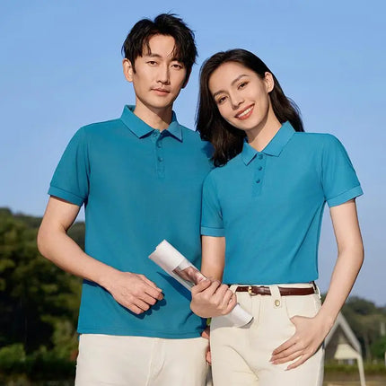 Summer 100% cotton overalls polo shirt custom company logo embroidered lapel short-sleeve T-shirt printing