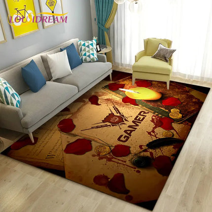 3D Cartoon Gamer Game Over Area Rug Large,Carpet Rug for Living Room Bedroom Sofa Doormat Decoration,Kid Play Non-slip Floor Mat