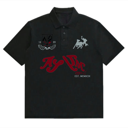 Hip Hop Y2K Polo Shirt Print Rock Goth Oversized T-shirt Button-down Collar Shirt Punk Casual Tee Minimalist and Fashionable