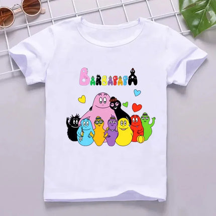 Hot Sale Cute Barbapapa Print Cartoon Kids T-shirt Funny Girls Summer Tops Baby Boys Clothes Children Short Sleeve T-shirt