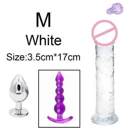 4pcs Anal Black Dildos Massager Stimulator for Women Vagina Big Metal Plug for Women Silicone Dildo Realistic Couples Adult Game