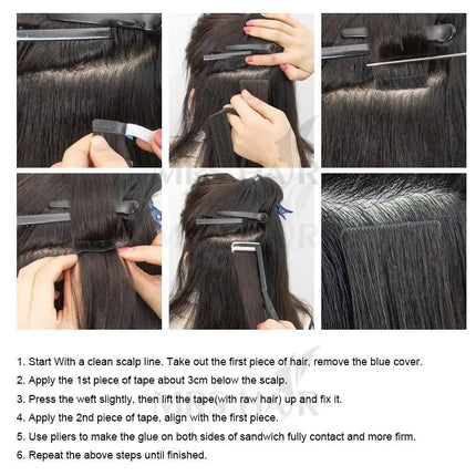 MRS HAIR Invisible Tape Hair Extensions Hand Tied Tape in Hair Extensions Human Hair Natural Adhesive Tape Extension 10pcs/pack