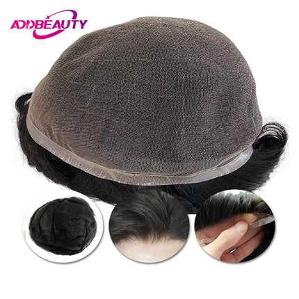 New Full HD Lace Men Toupee Human Hair Wigs Antimicrobial HD Lace Men's Capillary Prosthesis Breathable Natural Human Hairpiece