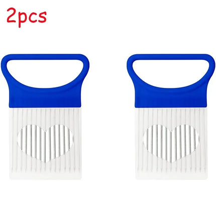 1/2/3/4pcs Effortlessly Slice Onions with this 1pc Colorful Onion Slicer Kitchen stainless steel potato chip onion holder