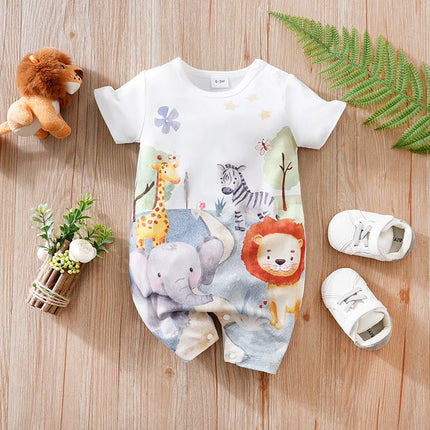 Children's Summer Short Sleeved Cartoon Series Cute Clothes For Boys And Girls Baby Jumpsuit 0-18 Months Baby Hoodie