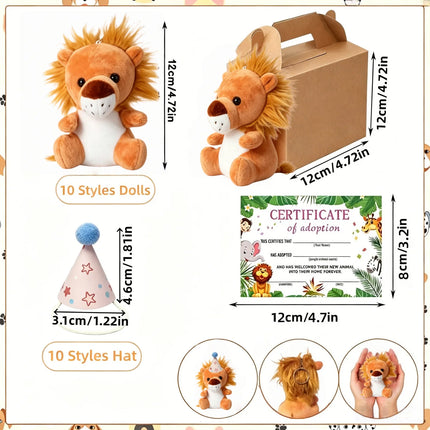 10-50PCS Adopt An Animal Party Favor Mini Safari Stuffed Animal Bulk 12cm Toy Jungle Animal Plush Toy Set Party Favor Gift Decor