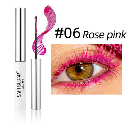 Silk Fiber Mascara Colorful Ultra-Fine Brush Lengthens Eyelashes Waterproof Lasting Fast Dry Green Pink Curling Mascara Makeup