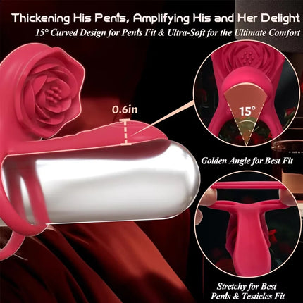 Powerful Rose Vibrating Cock Ring Vibrator Penis Sleeve Sucking Stimulator G-spot Erection Ring Clitoral Couples Adult Sex Toys