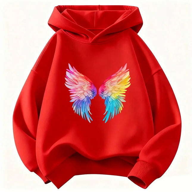 Kids  Fashion Colorful Wing Hoodie Fashion Vintage Children's Sweatshirt Hoody for Boys Girls Casual Hoodies Hip Hop Clothes