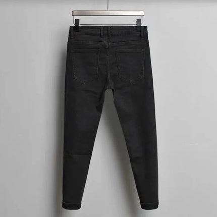 Male Cowboy Pants Black Trousers with Pockets Jeans for Men Cropped Stacked High Quality New in Autumn Clothing 2025 Fashion Xs