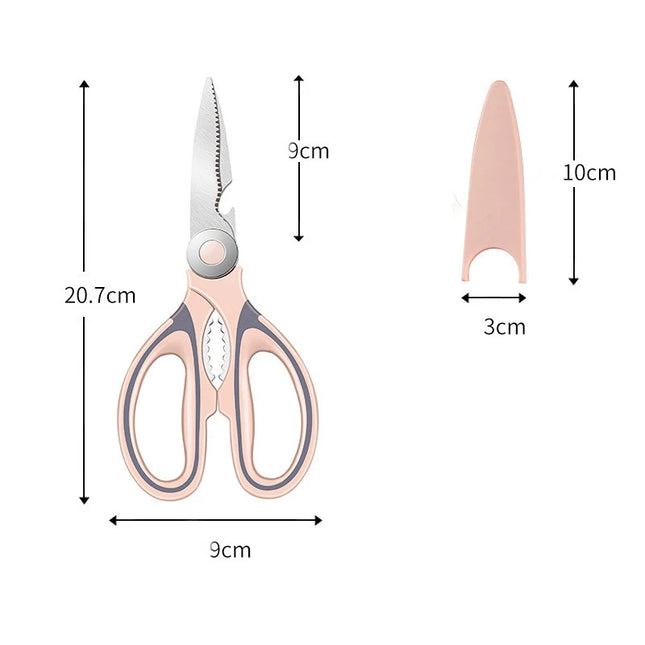 Kitchen Food Scissors Stainless Steel With Lid Chicken Fish Cut Vegetables Roast Broiler Bone Can Be Opened To Clip Walnuts Tool