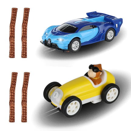 2pcs Slot Car 1/64 Scale Electric Racing High Speed Track Cars 1:64 with Lights Compatible Carrera Go Scalextric Toy