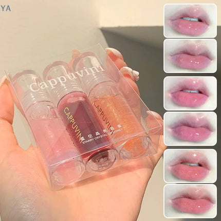 [YA]Cappuvini Transparent Crystal Jelly Lip Gloss Shiny Clear Mirror Moisturizing Lip Balm Glitter Liquid Lipstick Lip Oil