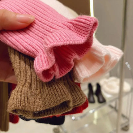 Girls Sweater Winter Fashion High Neck Solid Color Bottom Shirt Children High Elasticity Irregular Collar Knit Pullover