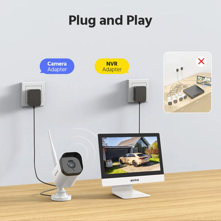 Annke 8MP wifi security camera 12 in LCD 2.4G 5.8G 4k wireless camera system Two-way voice IR night vision Outdoor wifi camera